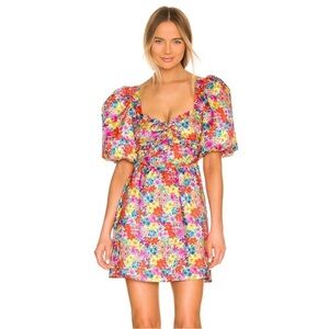 For love & Lemons floral Merrill puff sleeve mini dress